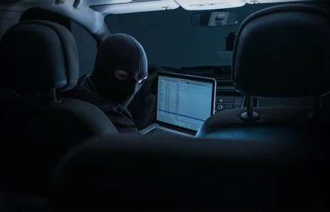 Hacking Inner Car Systems. Car Robber Stock Photos