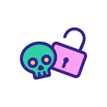 Hacking the internet lock icon vector. Isolated contour symbol illustration Stock Illustration