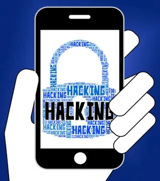 Hacking Lock Means Word Malware And Vulnerable Stock Illustration