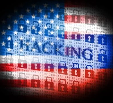 Hacking Locks Shows Election Data 3d Illustration Illustrazione stock