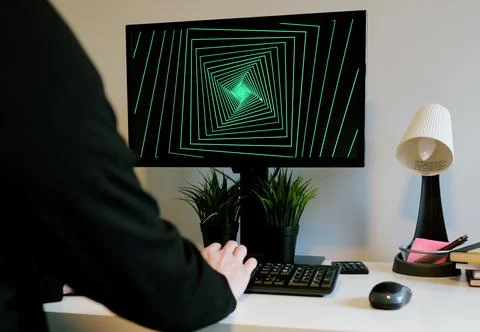 Hacking the Mainframe 80s and 90s Movie Style Stock Photos