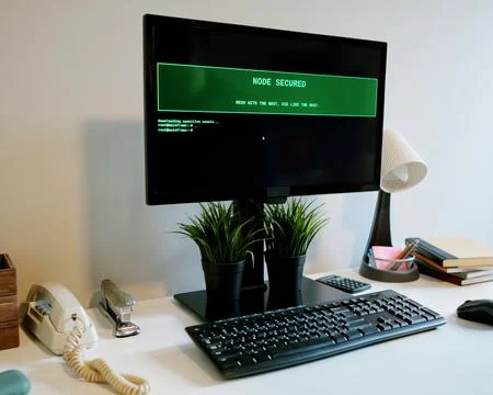 Hacking the Mainframe 80s and 90s Movie Style Stock Photos