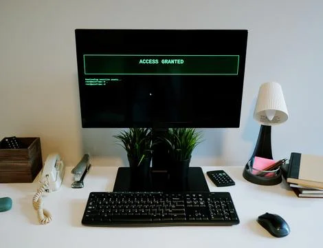Hacking the Mainframe 80s and 90s Movie Style Stock Photos