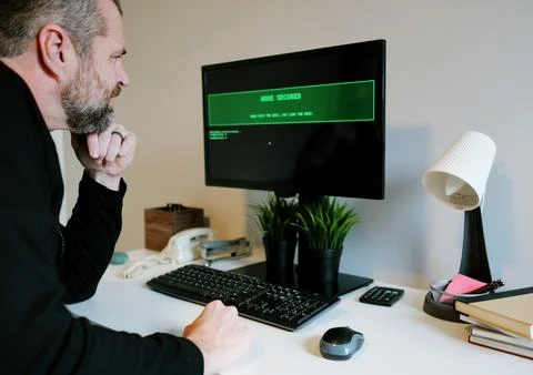 Hacking the Mainframe 80s and 90s Movie Style Stock Photos