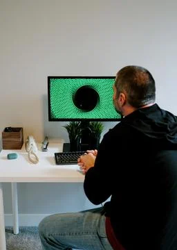 Hacking the Mainframe 80s and 90s Movie Style Stock Photos