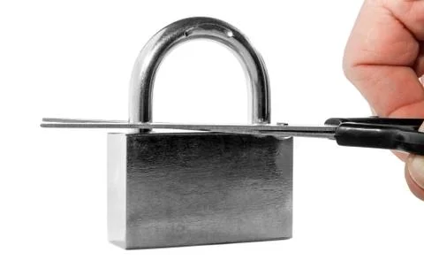 Hacking of a padlock Stock Photos