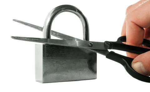Hacking of a padlock Stock Photos