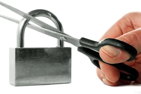 Hacking of a padlock Stock Photos