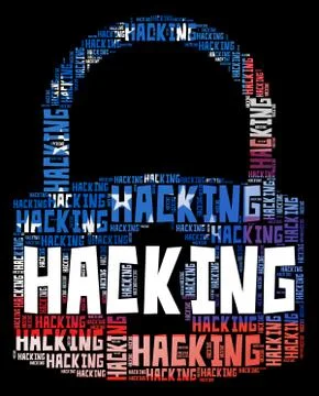 Hacking Padlock From Words Cybercrime 3d Illustration Stock Illustration