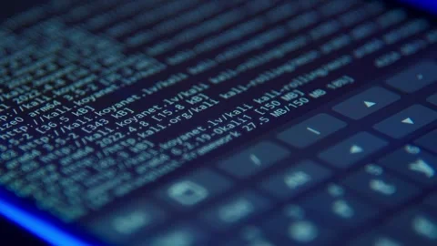 Hacking process on screen of smartphone. Installation applications. Command line 스톡 동영상 248050549