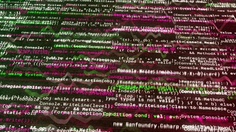 Hacking program code written on a computer screen, seamless loop. Animation Stock Footage 155636036
