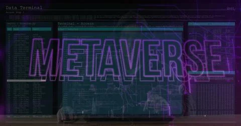 Hacking programmer wearing hoodie typing on keyboard at office, screens showing Stock-Illustration