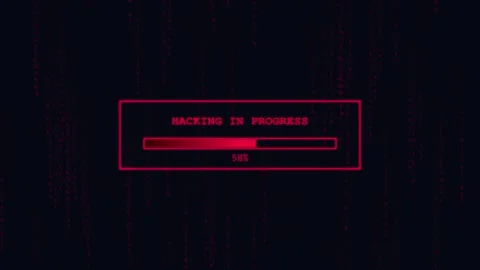 Hacking in progress bar with red digital code background Stock-Footage 336880452