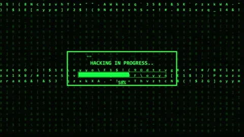 Hacking in progress on computer screen with scrolling digital code representi Stock-Footage 346511769
