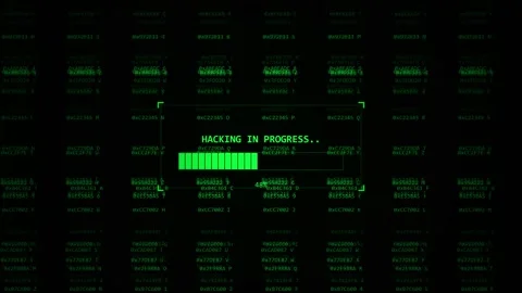 Hacking in progress concept with digital code running on screen representing Stock Footage 345591907
