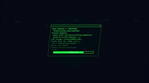 Hacking in progress Red prohibited access warning popup with computer code .. Stock Footage 336882576