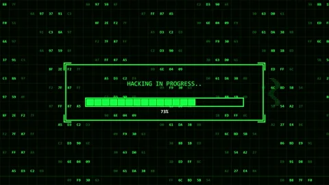 Hacking in progress showing digital data security breach on a computer screen Stock Footage 345591903