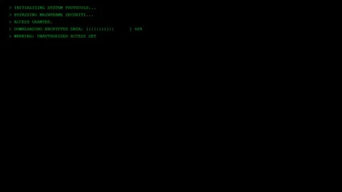 Hacking in Progress: System Access and Unauthorized Data Warning Stock Footage 339181372