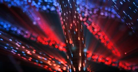 Hacking red and blue digital binary code matrix 01 background. Stock Illustration