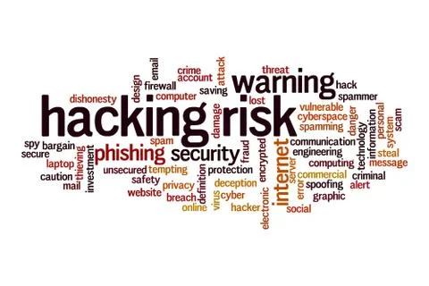 Hacking risk word cloud concept Stock Illustration