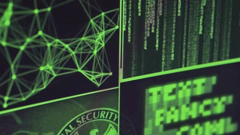 Hacking screen with code and graphics Stock Footage 147735129