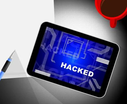 Hacking Screen Cyber Data Breach 3d Illustration Stock Illustration