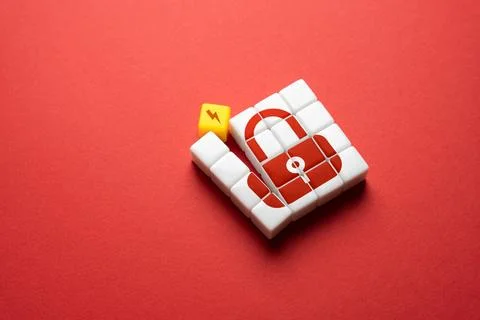 Hacking security. Defense breakdown. Destruction of protection. Vulnerability Stock Photos