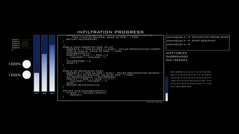 Hacking Sequence - Infiltration Success, Failed - Loopable - on black Stock Footage 112647297