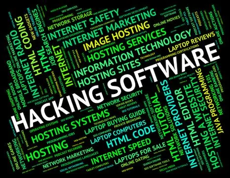 Hacking Software Shows Shareware Application And Attack Ilustración de archivo