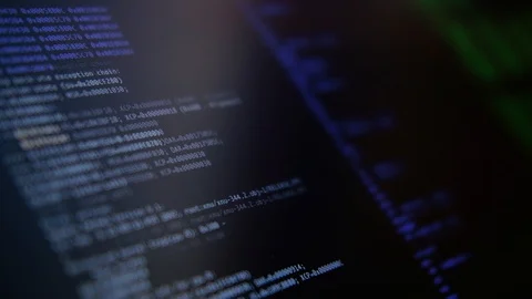 Hacking Source Code Written In Programming Language - closeup shot Stockbeeldmateriaal 129922408