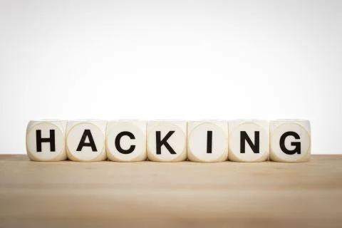 Hacking spelled out with toy dice Stock-Illustration