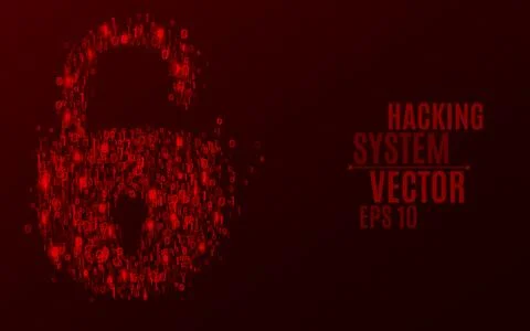 Hacking system. An abstract lock from a binary code. The glowing numbers 0 .. 库存插图