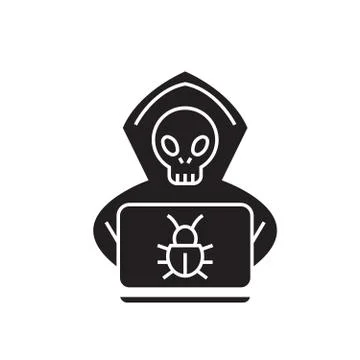 Hacking system black vector concept icon. Hacking system flat illustration, sign Stock Illustration