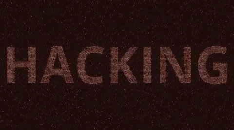 HACKING text consisting of many symbols on computer monitor. 3d rendering 스톡 일러스트