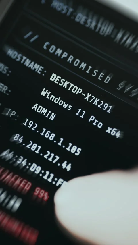 Hacking-themed interface indicating CPU usage hijacked to 99 percent Vídeos de archivo 335464145
