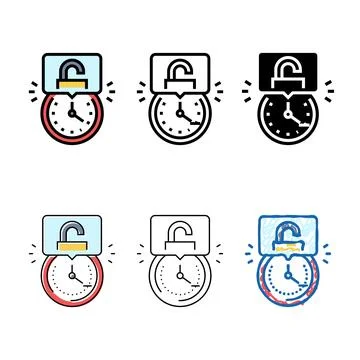 Hacking time management color icon edition vector Stock Illustration