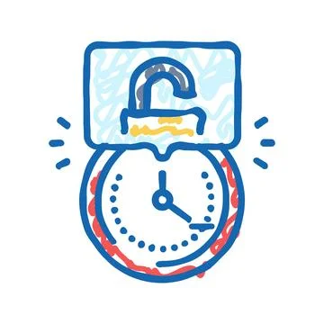 Hacking time management icon doodle illustration イラスト素材