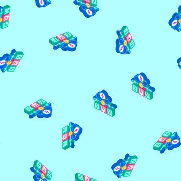 Hacking time management isometric icon seamless pattern Stock Illustration
