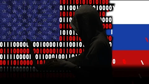 Hacking with U.S. and Russian Flag Background Stock Footage 81644396