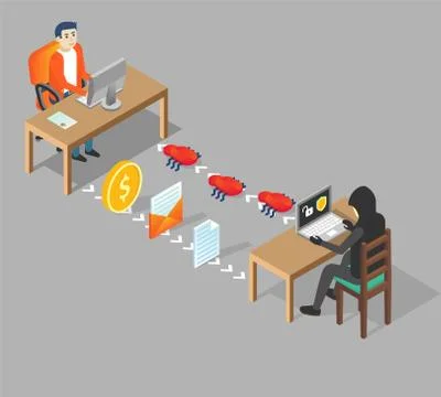 Hacking user concept vector isometric illustration 스톡 일러스트