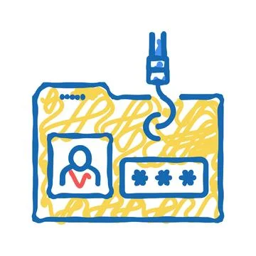 Hacking user folder icon doodle illustration 스톡 일러스트