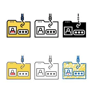 Hacking user folder multipack color icon vector 스톡 일러스트