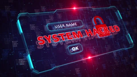 Hacking warning message hacked alert. Warning Error Danger Digital Screen Stock Footage 278807820