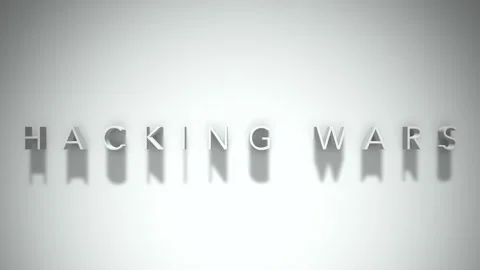 Hacking wars 3D title animation white text on a white background Stock Footage 299823760