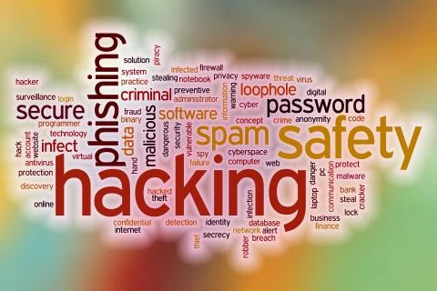 Hacking word cloud with abstract background 스톡 일러스트