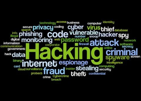 Hacking, word cloud concept 스톡 일러스트