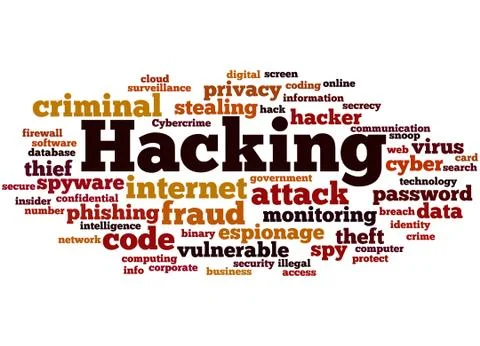 Hacking, word cloud concept 스톡 일러스트