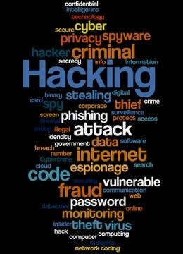 Hacking, word cloud concept Stock Illustration