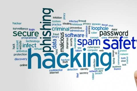 Hacking word cloud 스톡 사진
