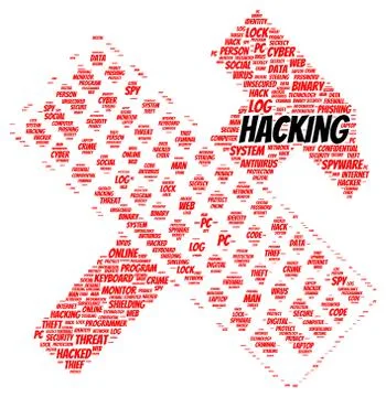 Hacking word cloud shape Stock Illustration